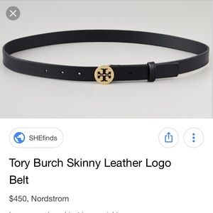 Tory Burch Black Leather Skinny Belt size S